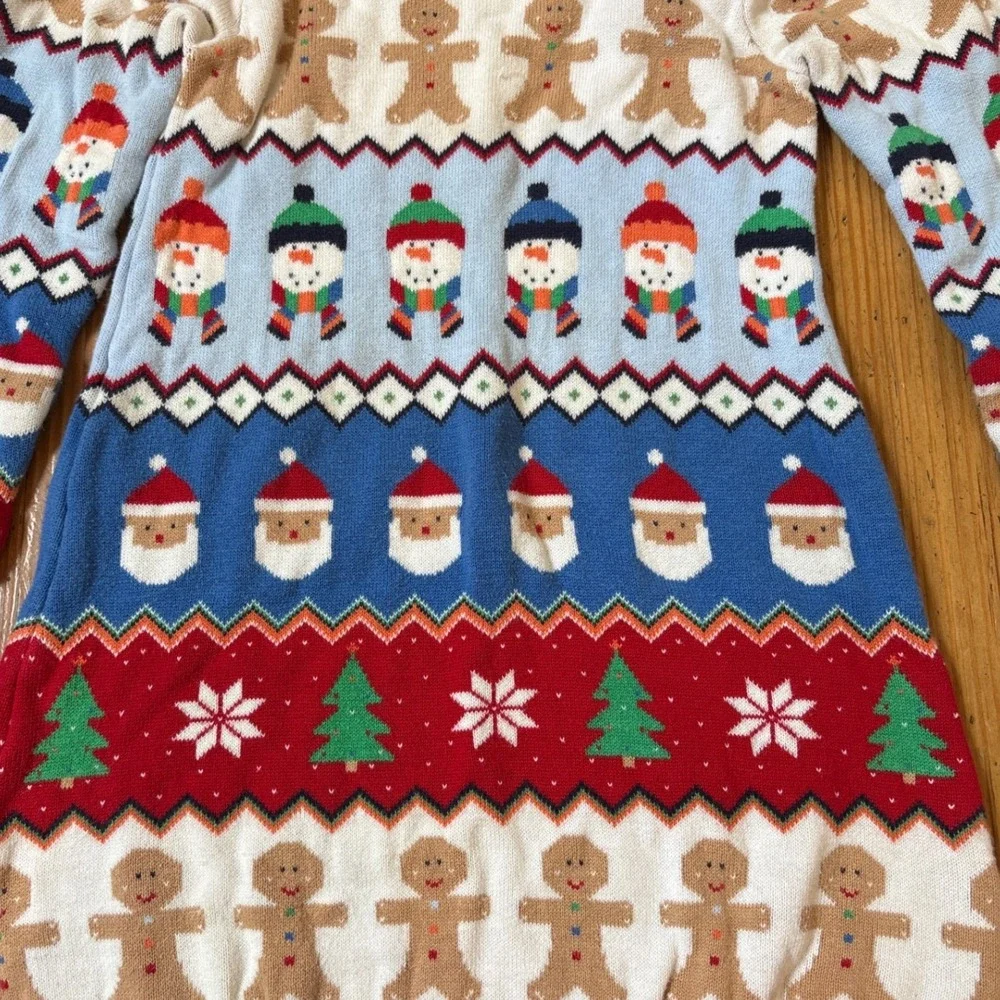 Gymboree Sweater Dress Kids Multicolor Christmas Gingerbread Santa SIZE 6